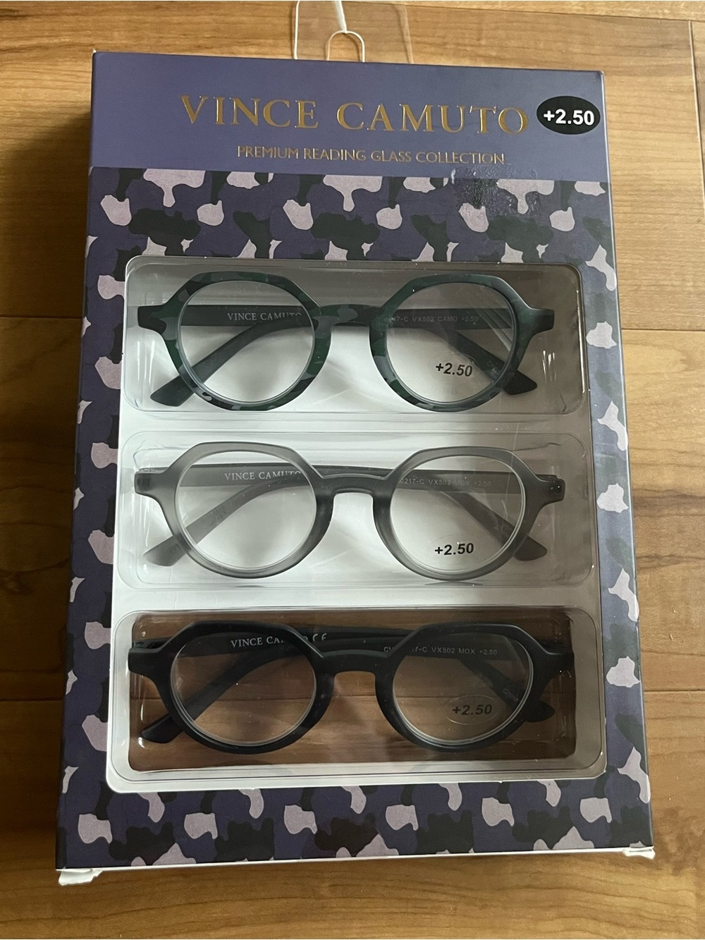 Vince Camuto Premium Reading Glasses 3-Pack +2.50 Round Frames NWT